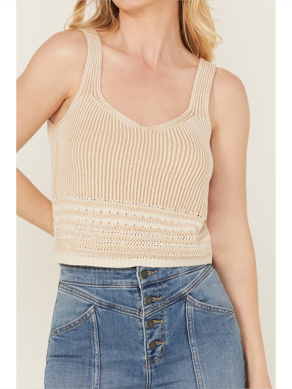 Idyllwind Cream Crochet Knit Tank Top